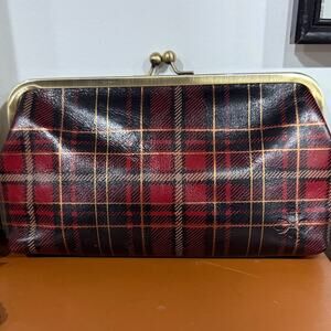 Patricia Nash Potenaz Leather Frame Crossbody Bag-Red tartan